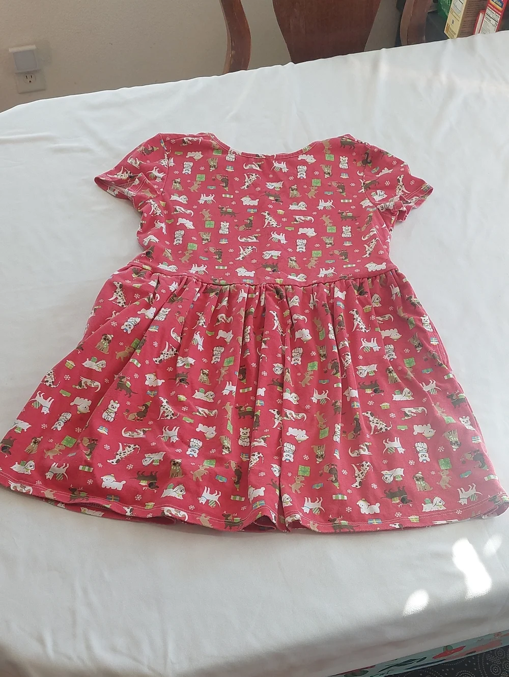 Girls Pink Dog Print Twirl Dress